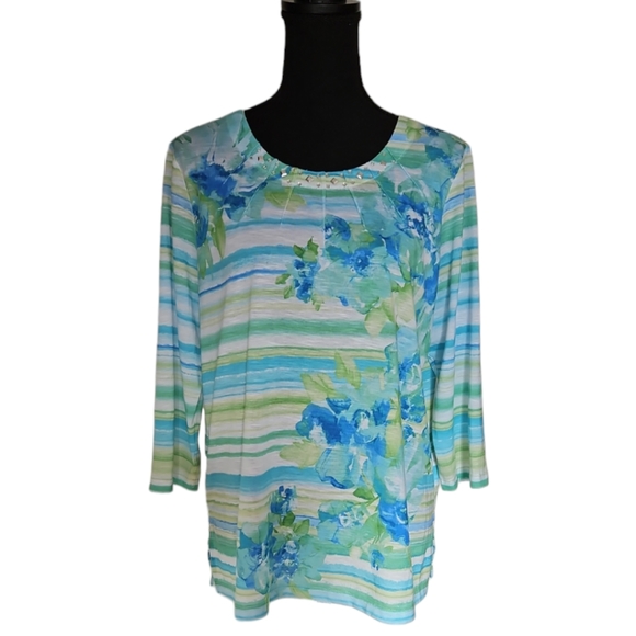 Alfred Dunner Watercolor-Print Top Size L - Picture 1 of 5